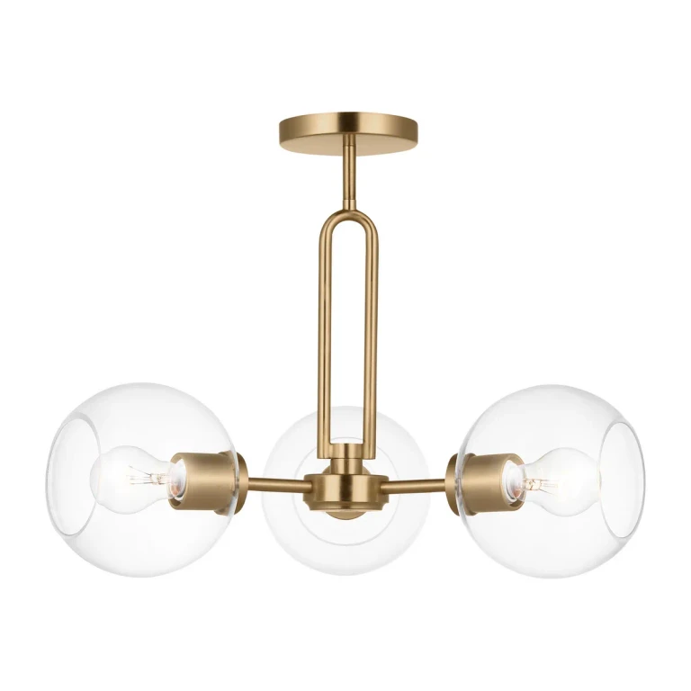 Codyn 3-Light Semi-Flush Ceiling Light in Satin Brass