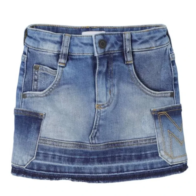 Little Marc Jacobs Girls Denim Blue Patchwork Skirt