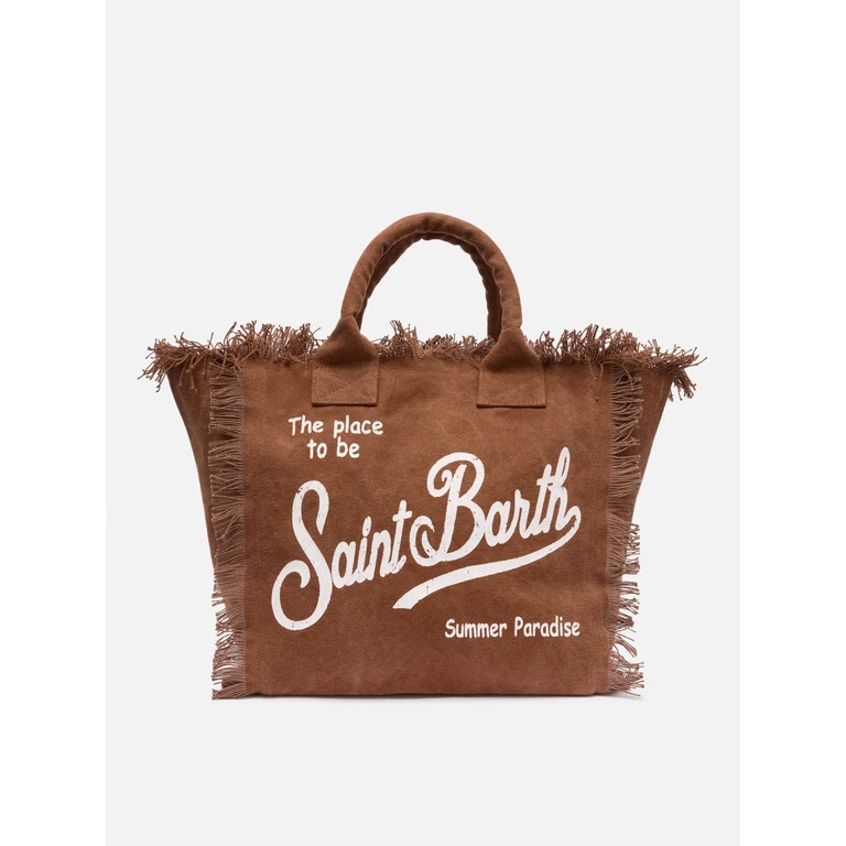 Mc2 Saint Barth Brown Cotton Canvas Vanity Tote Bag - Unisex