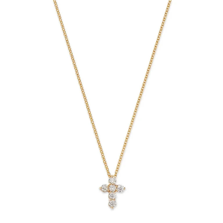 Diamond Cross Pendant Necklace in 14K Yellow Gold, 0.30 tcw