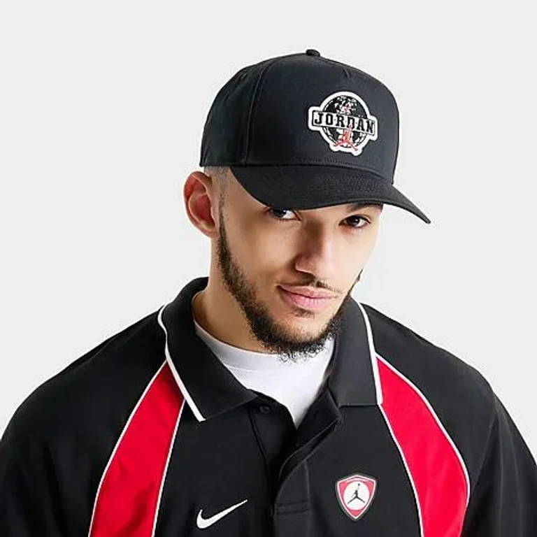 Jordan Rise Global Structured Snapback Hat in Black/White Size: M-L