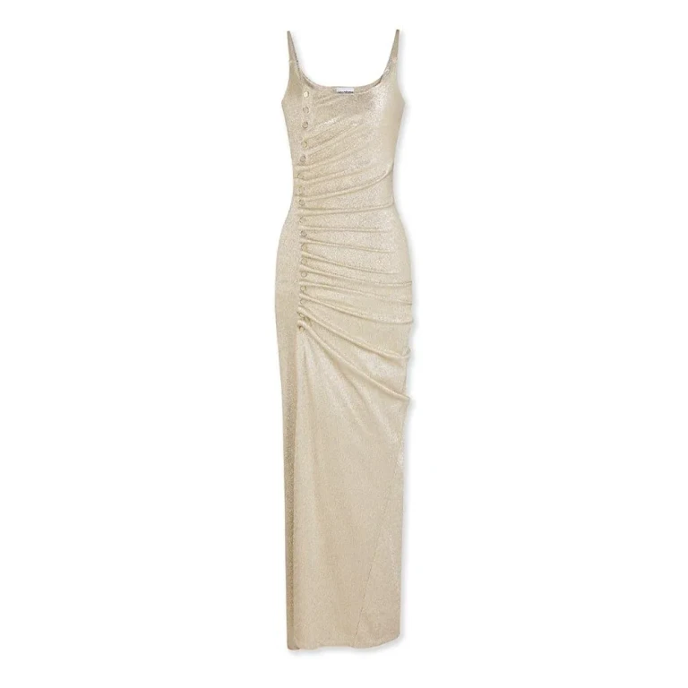 Rabanne Gathered Lurex Maxi Dress