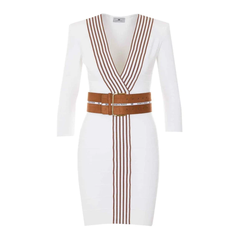 Elisabetta Franchi Robe Au Genou - Blanc