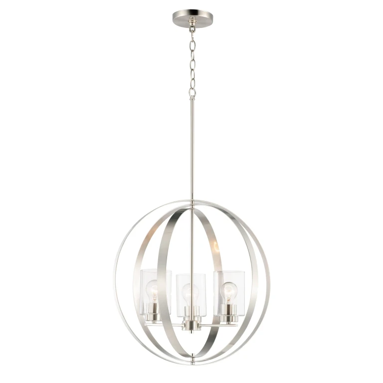 Maxim Sentinel 3-Light 21" Pendant Light in Satin Nickel - 25254CLSN