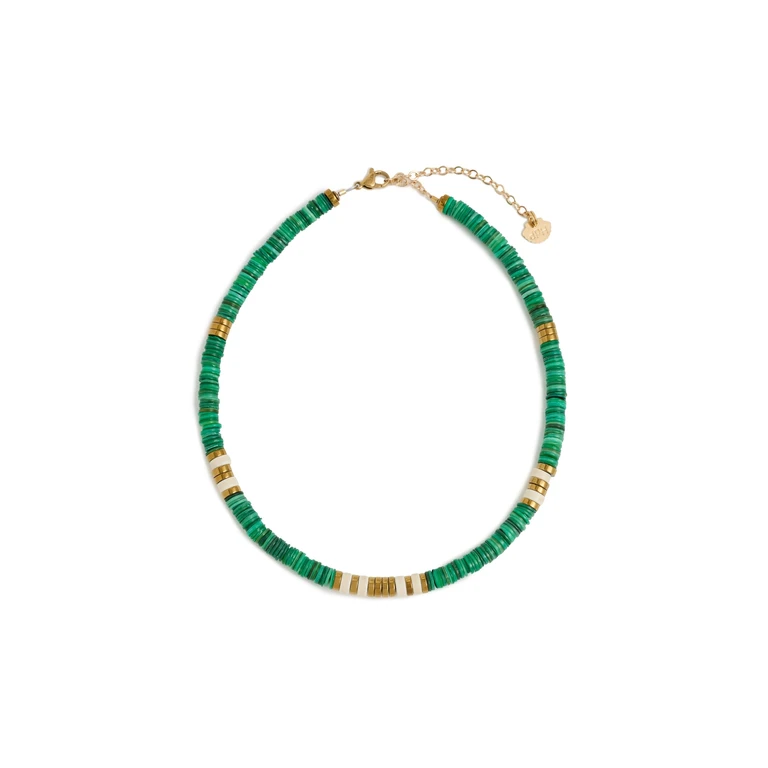 Hijas de Puka Green Iris Semplate White Necklace Green One Size