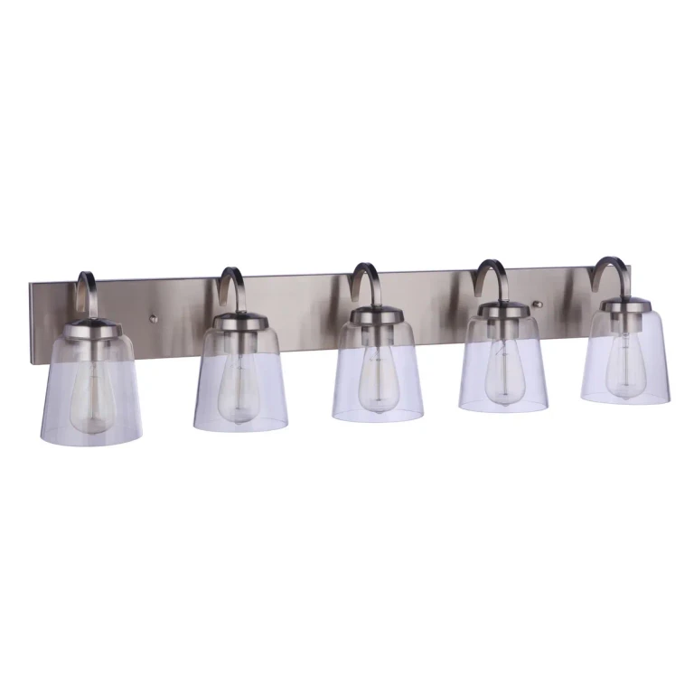 Brushed Polished Nickel Five Light Vanity from the Elsa Collection