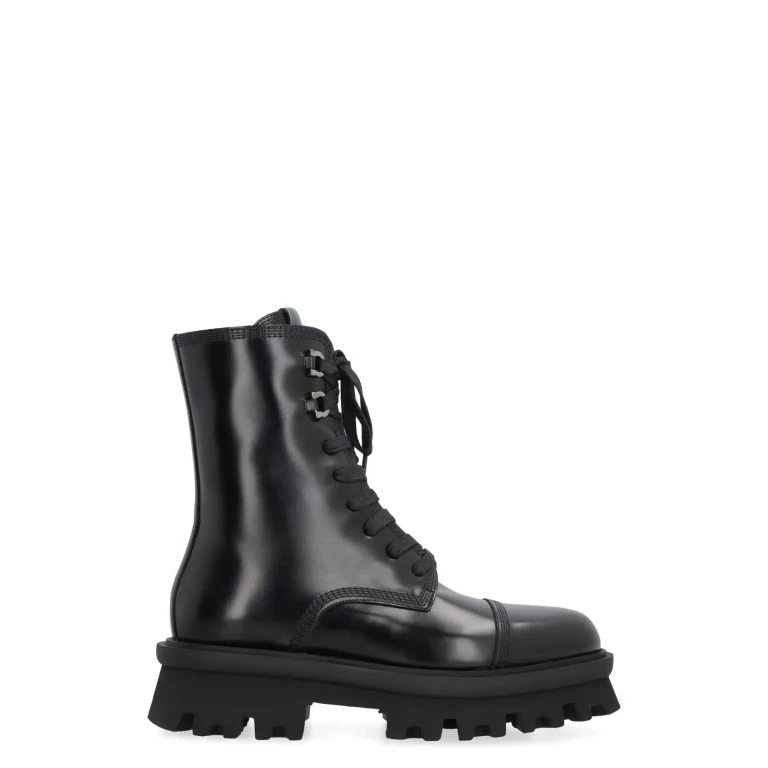 Ferragamo Leather Combat Boots