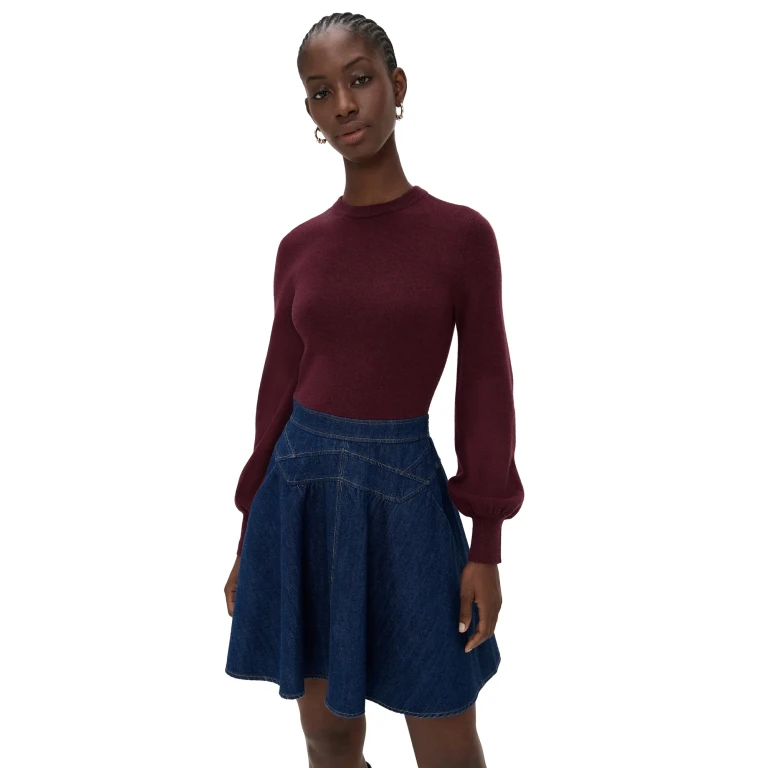 Shoshanna Matilda Dress Burgundy/Dark Denim M