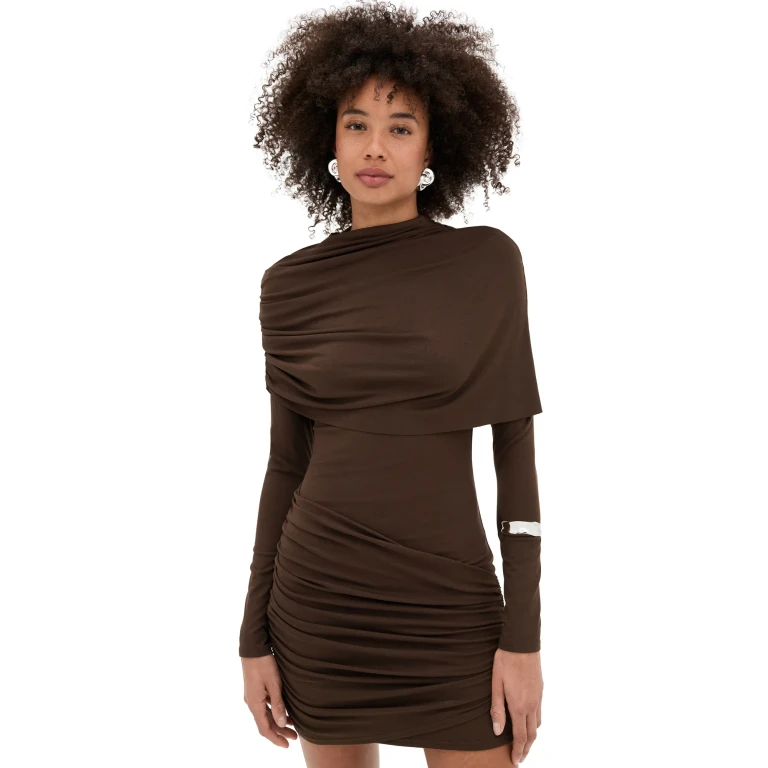Line & Dot Lior Draped Dress Brown XS