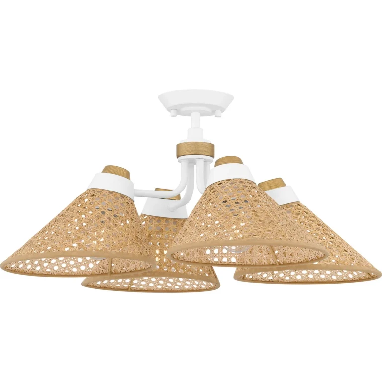 Matte White Four Light Semi Flush Mount from the Quoizel Semi-Flush Mount Collection