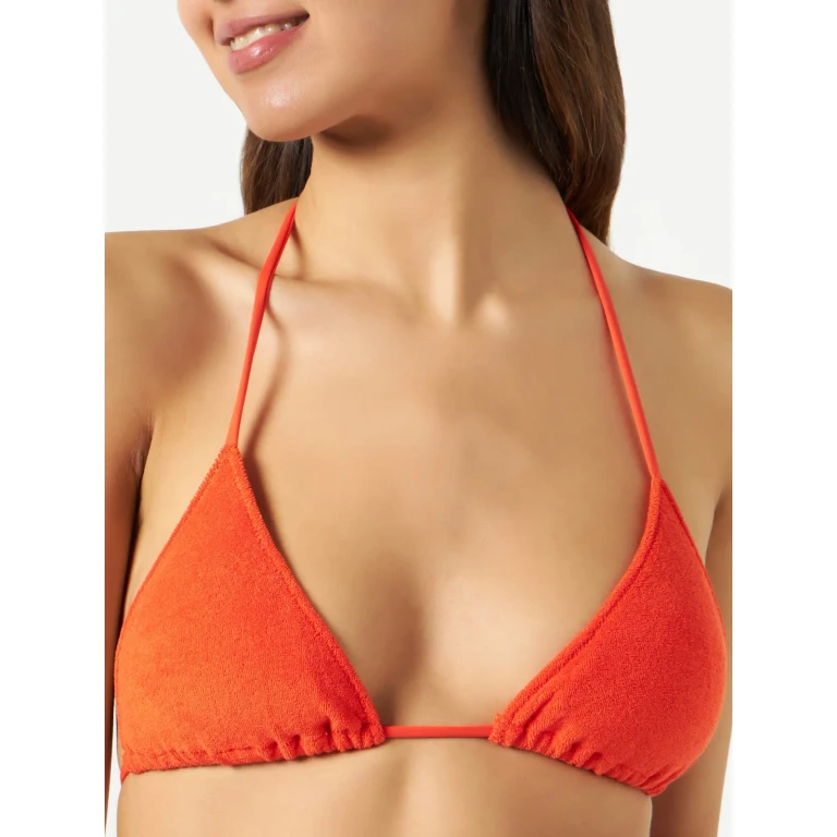 MC2 Saint Barth Orange Terry Leah Triangle Bikini Top With Charms