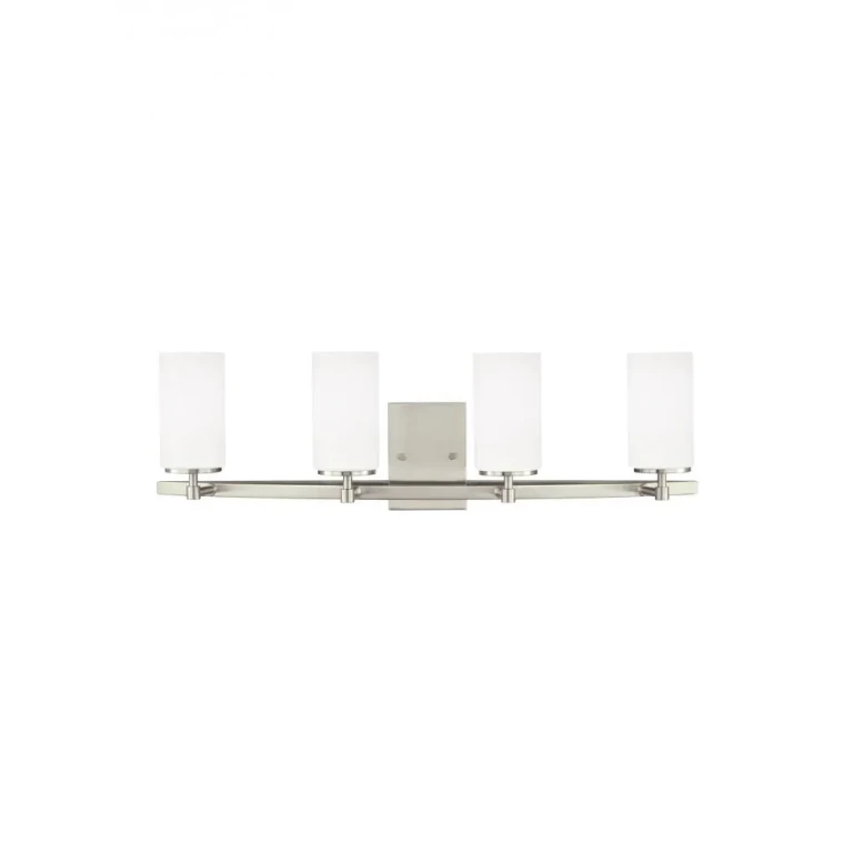 Brushed Nickel Four Light Wall Bath from the Alturas Collection