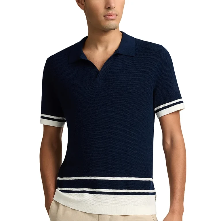 Onia Cotton Textured Johnny Collar Polo