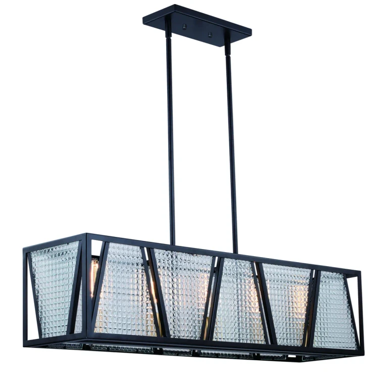 Black and Natural Brass Five Light Linear Chandelier from the Oslo Collection