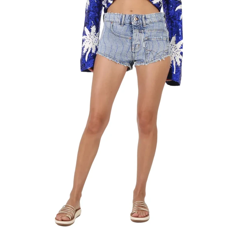 Filles A Papa Twisted Denim Shorts in Ocean Blue