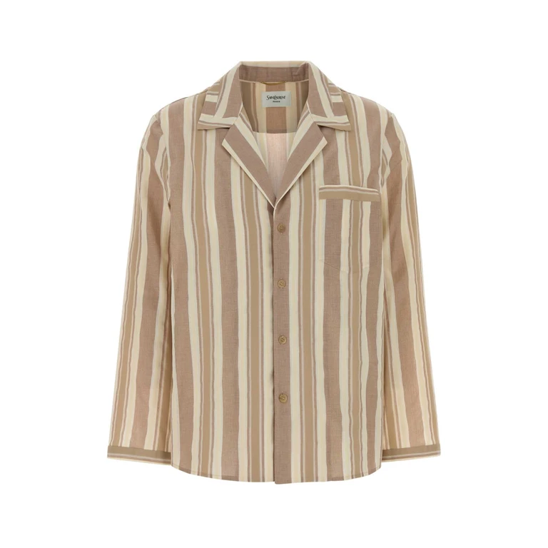 Saint Laurent Embroidered Cotton Shirt Praline Exterior: Camicie - Women