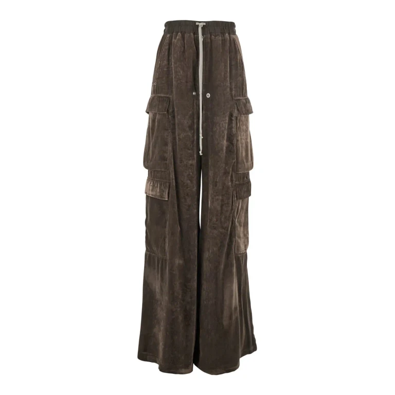 Rick Owens cargo Belas Brown Cargo Pants With Drawstring Waist And Cargo Pockets In Velvet Woman