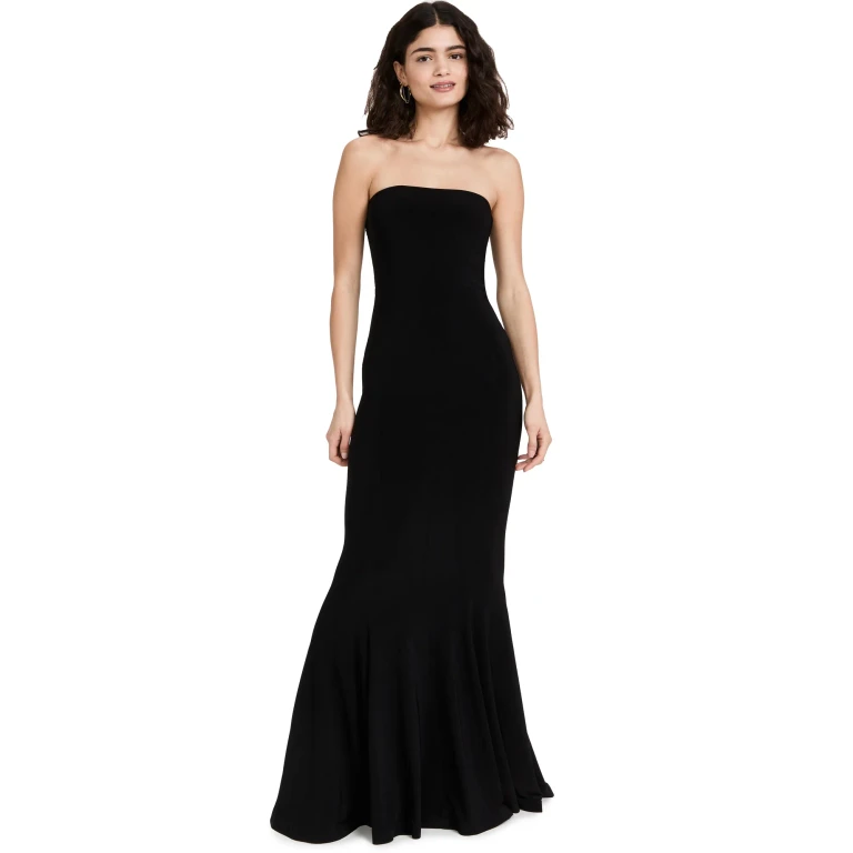 Norma Kamali Strapless Fishtail Gown Black S