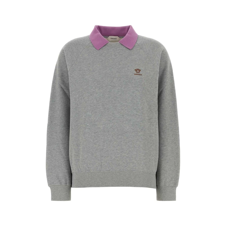 Versace Grey Cotton Sweatshirt Grigiomelangeviolet Exterior: Felpe - Women