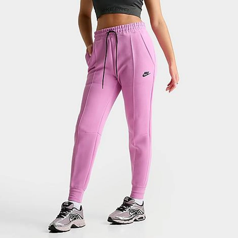 Nike Women's Sportswear Tech Fleece Jogger Pants in Light Magenta/Black Size: XS