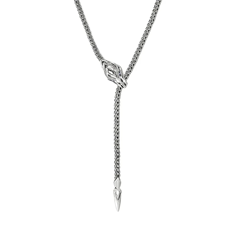John Hardy Sterling Silver Naga Blue Sapphire & Diamond Dragon Lariat Necklace, 17
