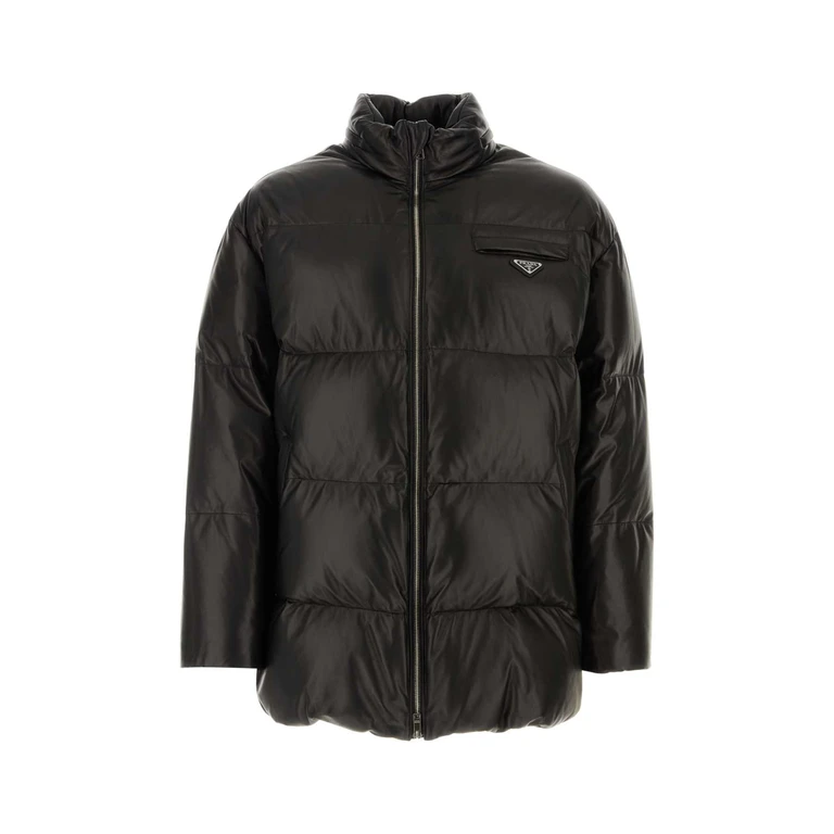 Prada Black Nappa Leather Down Jacket