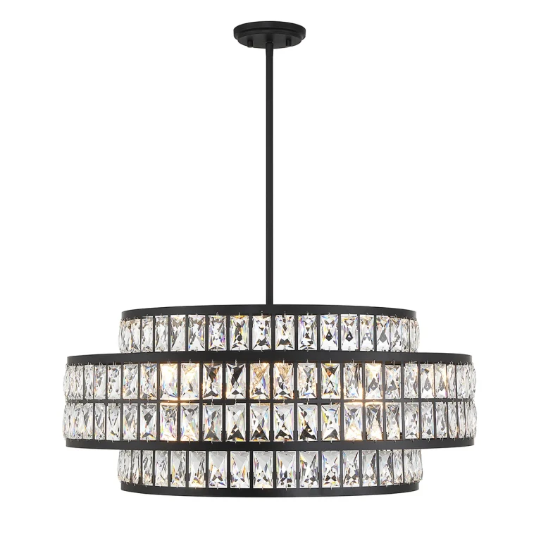 Matte Black Six Light Pendant from the Renzo Collection