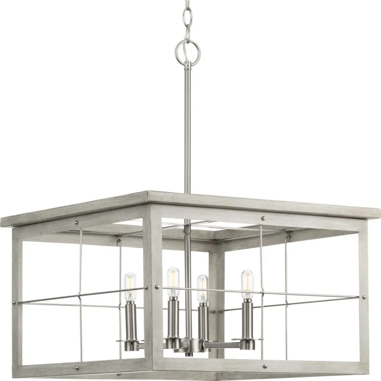 Brushed Nickel Four Light Chandelier from the Hedgerow Collection