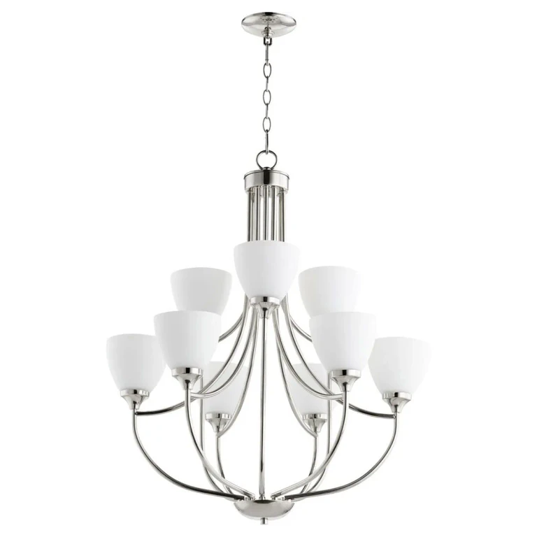 Quorum Enclave 9-Light 33" Transitional Chandelier in Polished Nickel