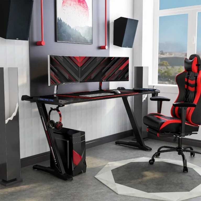 Monna Black Steel Framed Computer Desk with Mouse Pad