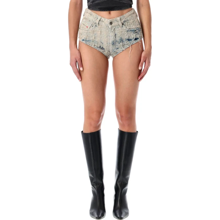 Diesel Light Blue Distressed Denim Shorts