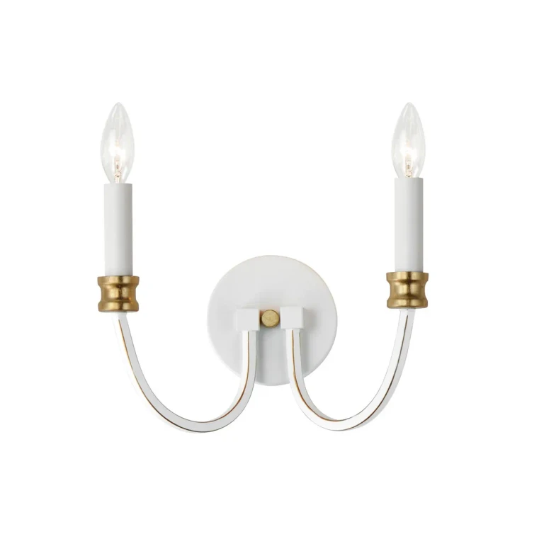 Weathered White Gold Leaf Two Light Wall Sconce from the Charlton Collection