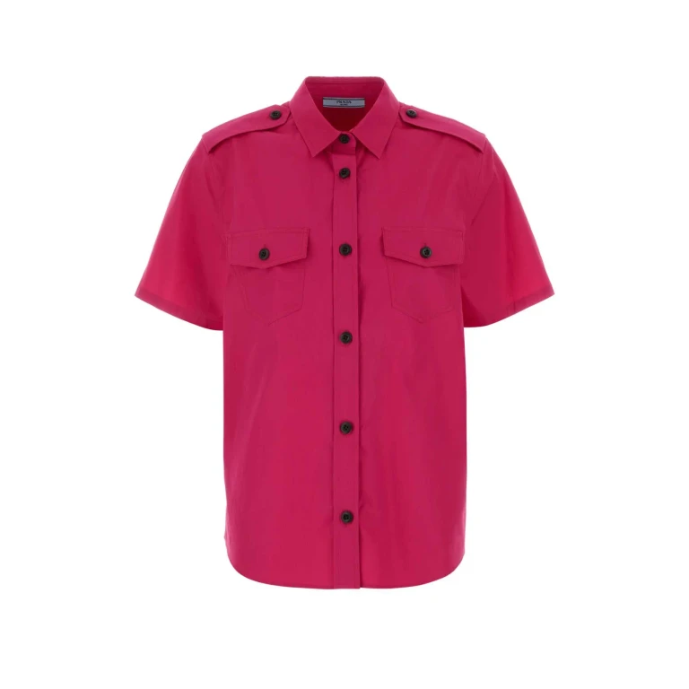 Prada Fuchsia Poplin Shirt Fuxia Exterior: Cotton Camicie - Women