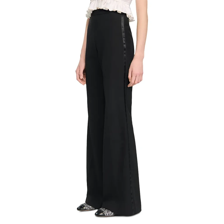 Sandro Wool Blend Satin Stripe Suit Pants
