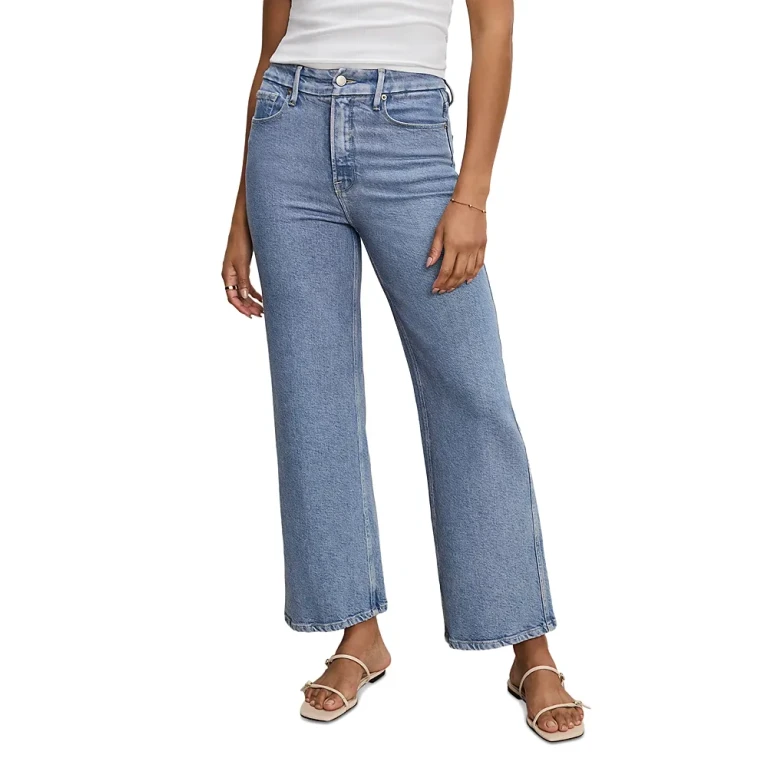 Good American Soft Tech Good Skate Wide Leg Crop Jeans in Indigo860