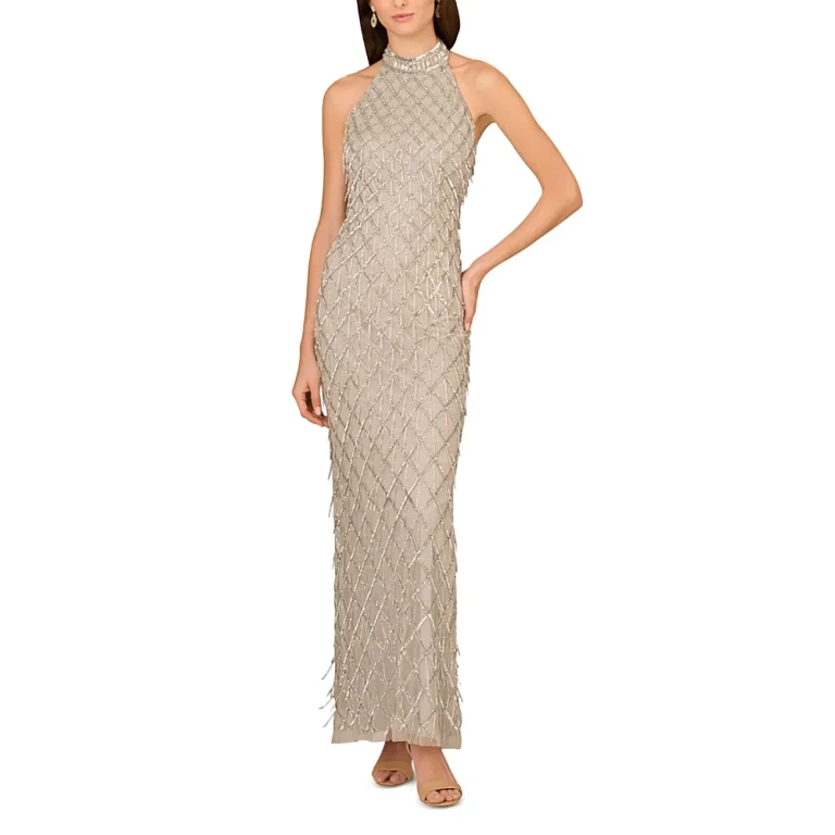 Aidan Mattox Beaded Halter Gown