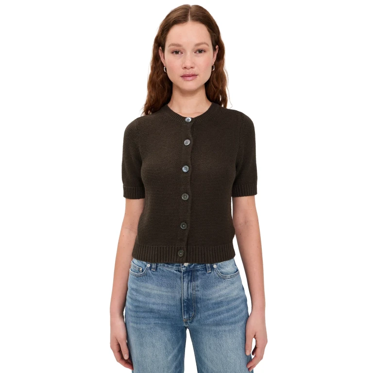 Alex Mill Elle Cardigan In Linen Cotton Roasted Bean L