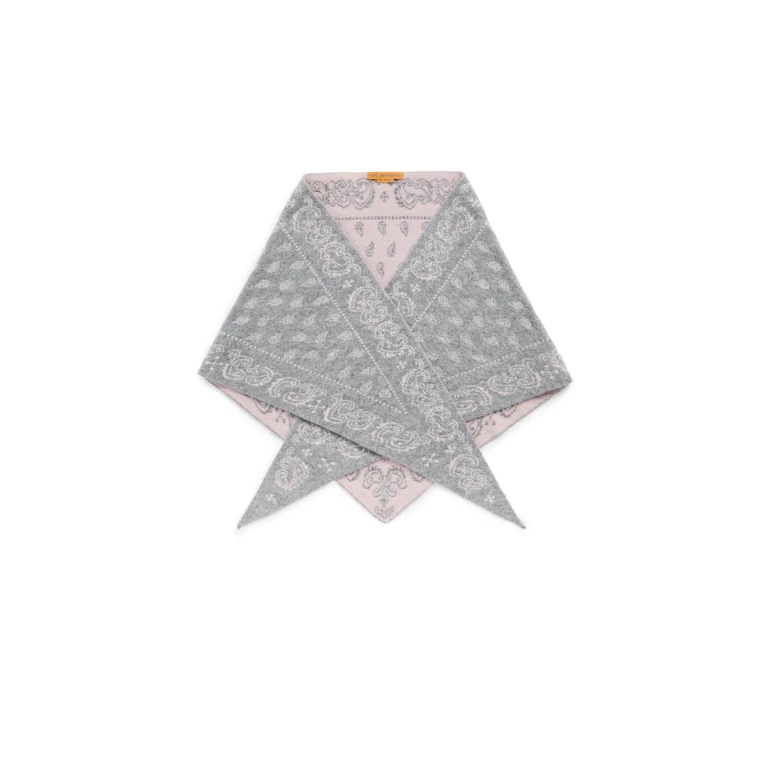Guest in Residence The Wild Rag Cashmere Bandana Scarf Heather Grey/Powder Pink One Size
