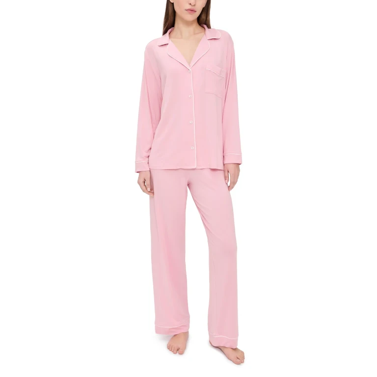 Eberjey Gisele Long Pajama Set Sorbet Pink/Black XXS