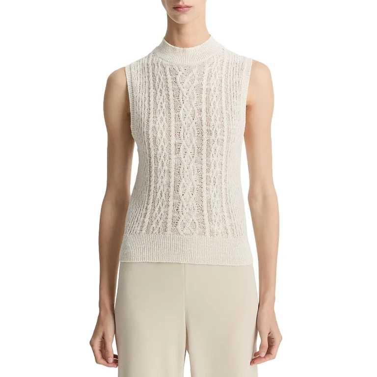 Vince Sleeveless Cable Knit Top