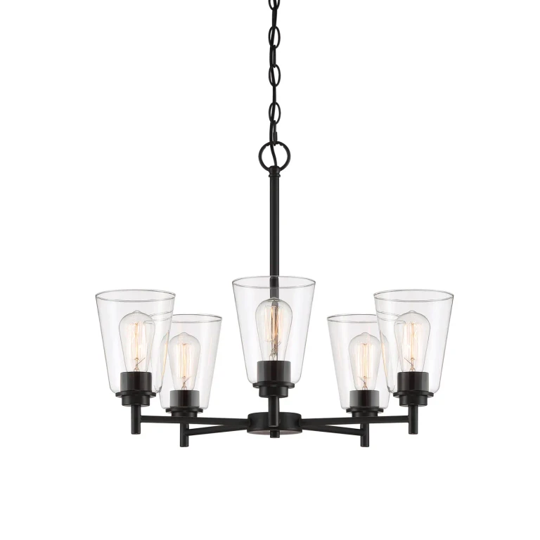 Matte Black Five Light Chandelier from the Westin Collection
