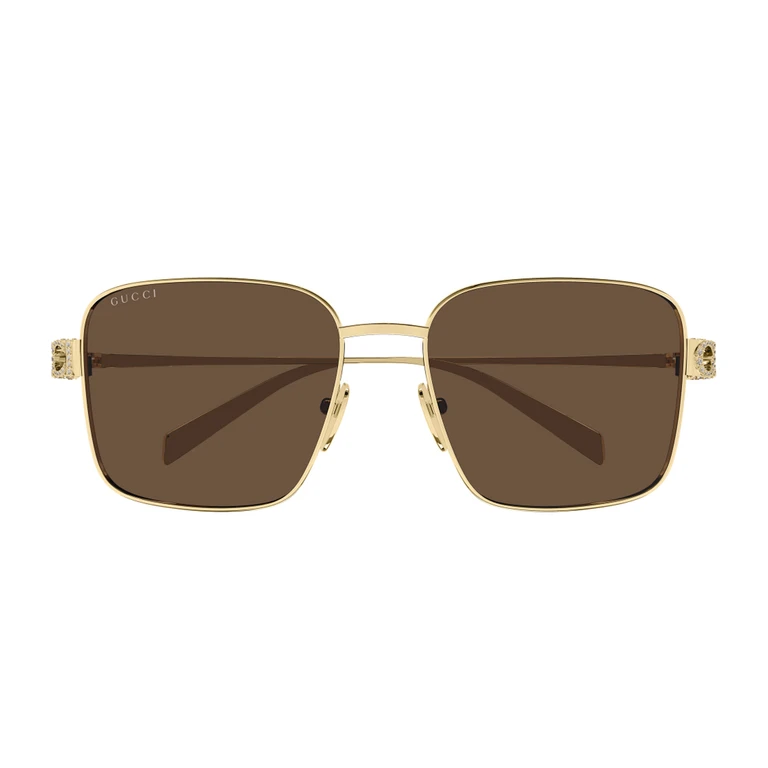 Gucci GG1937S Linea Name Of Brand 002 Gold Brown Oro Metal Occhiali Da Sole - Women