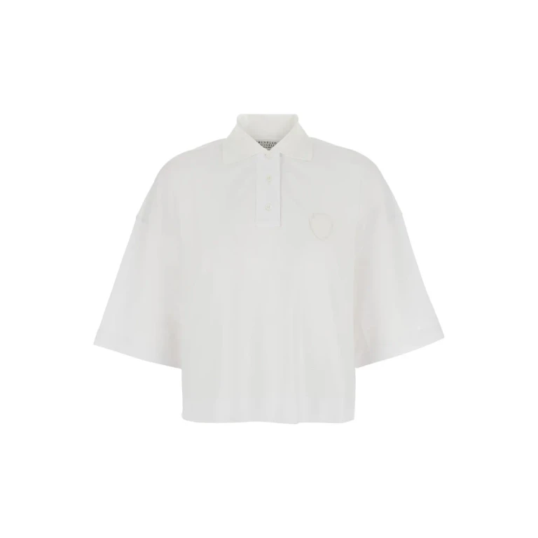 Brunello Cucinelli White Polo With Front Logo Patch In Cotton For Women