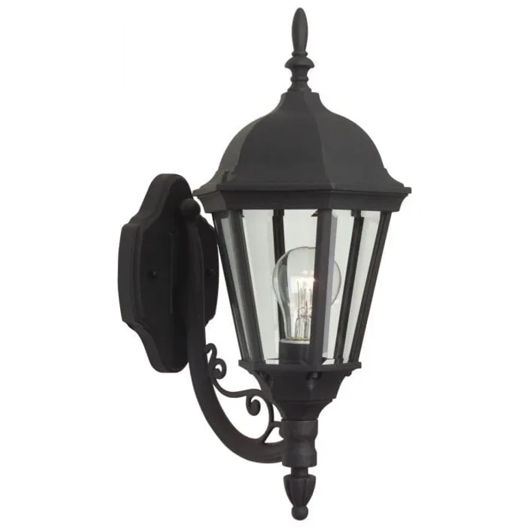 Textured Black One Light Wall Mount from the Leaded Straight Glass Cast Collection