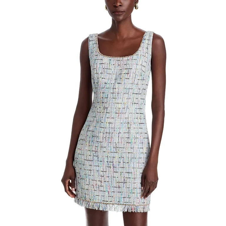 Kobi Halperin Novi Tweed Fringe Trim Mini Dress