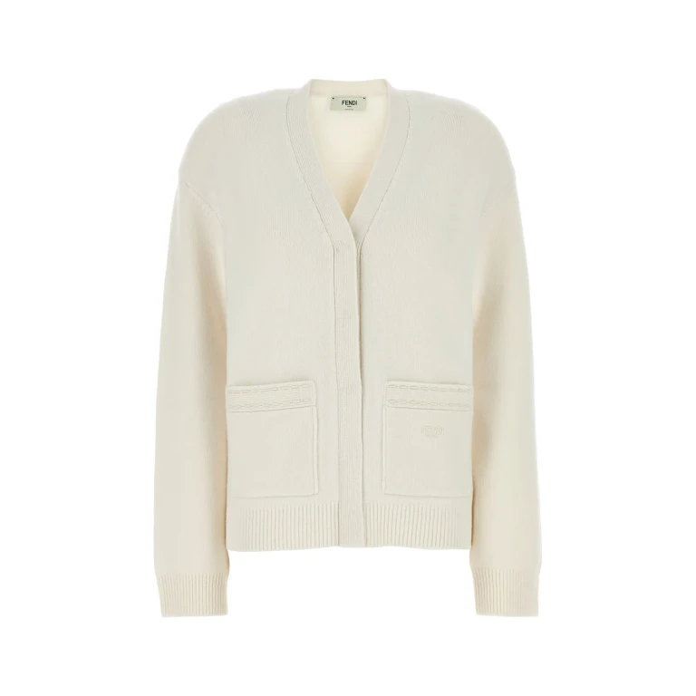 Fendi White Cashmere Blend Cardigan