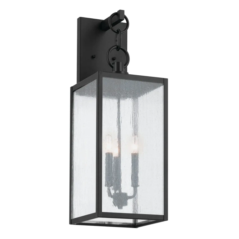 Black Three Light Outdoor Wall Mount from the Lahden Collection