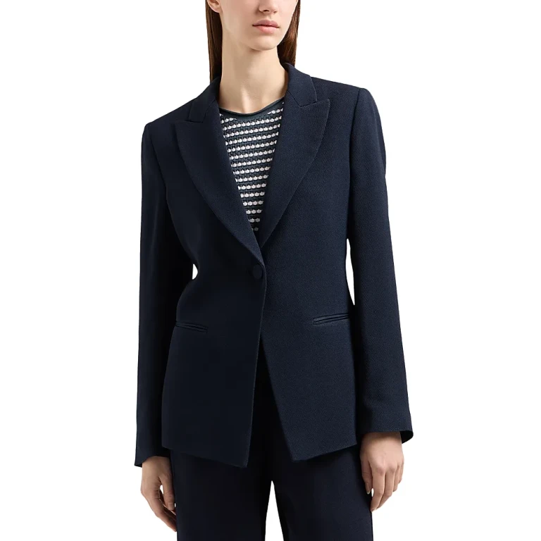Emporio Armani Single Breasted Tonal Chevron Blazer
