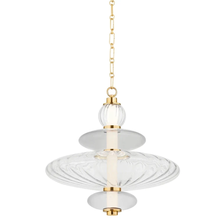 Aged Brass LED Pendant from the Williams Collection