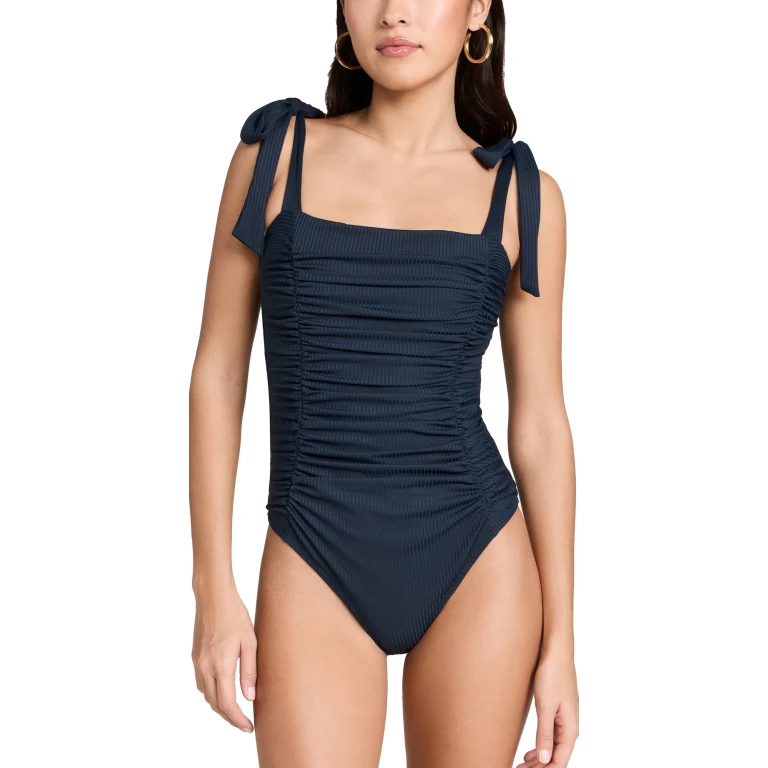 MINKPINK Constance Ruched One Piece Swimsuit Black XS